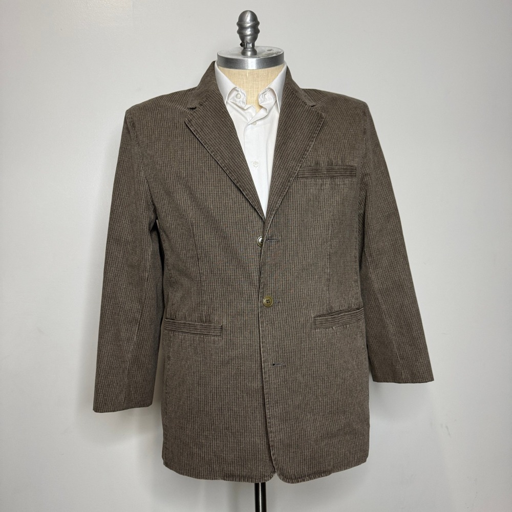 The Territory Ahead‎ Brown Blazer Striped Two Button Sport Coat Jacket L